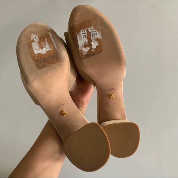 Veronica Beard 9.5 Dali Block Heel Sandals Suede Tan Beige - Picture 10 of 12